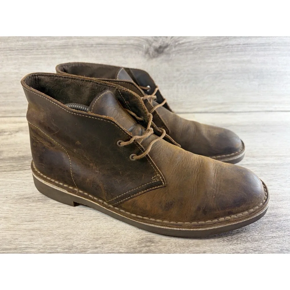 Clarks Bushacre Boots Men's 8.5 M‎ Brown Oiled Leather Chukka Desert Comfort